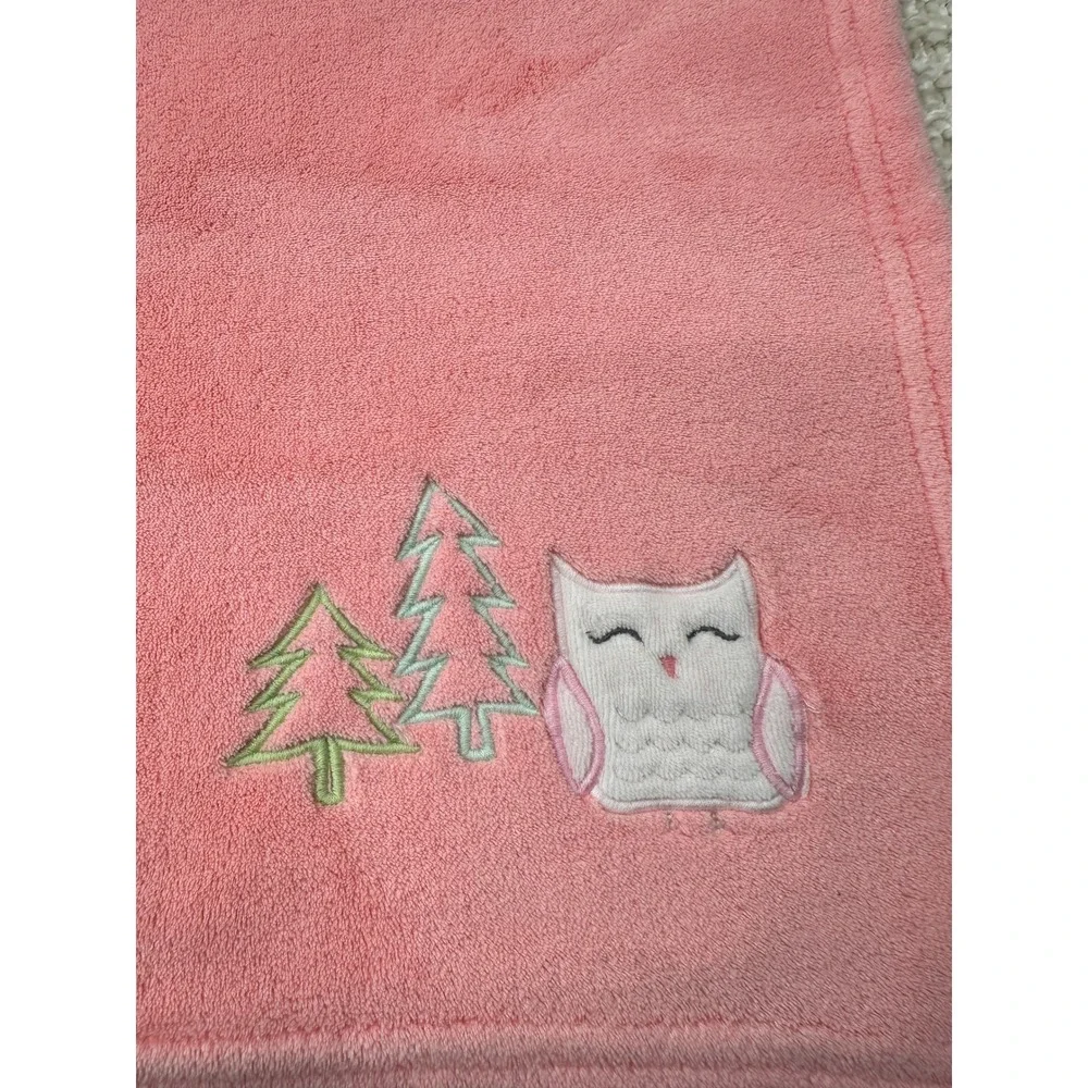 Cloud Island Baby Blanket Owl Pine Trees Coral Pink Plush Fleece Lovey 30x30 Toy